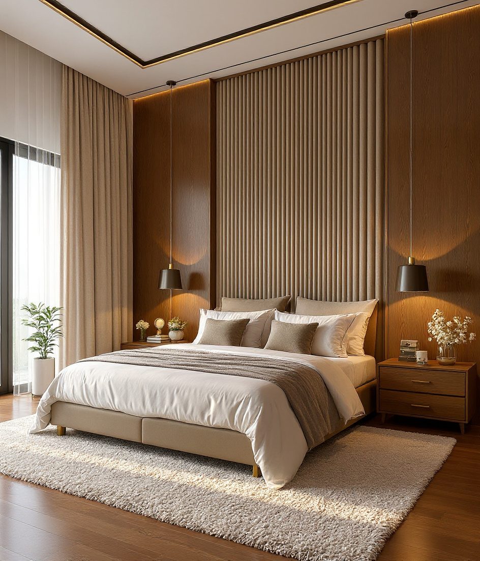 Luxury Master Bedroom — Warm Oak