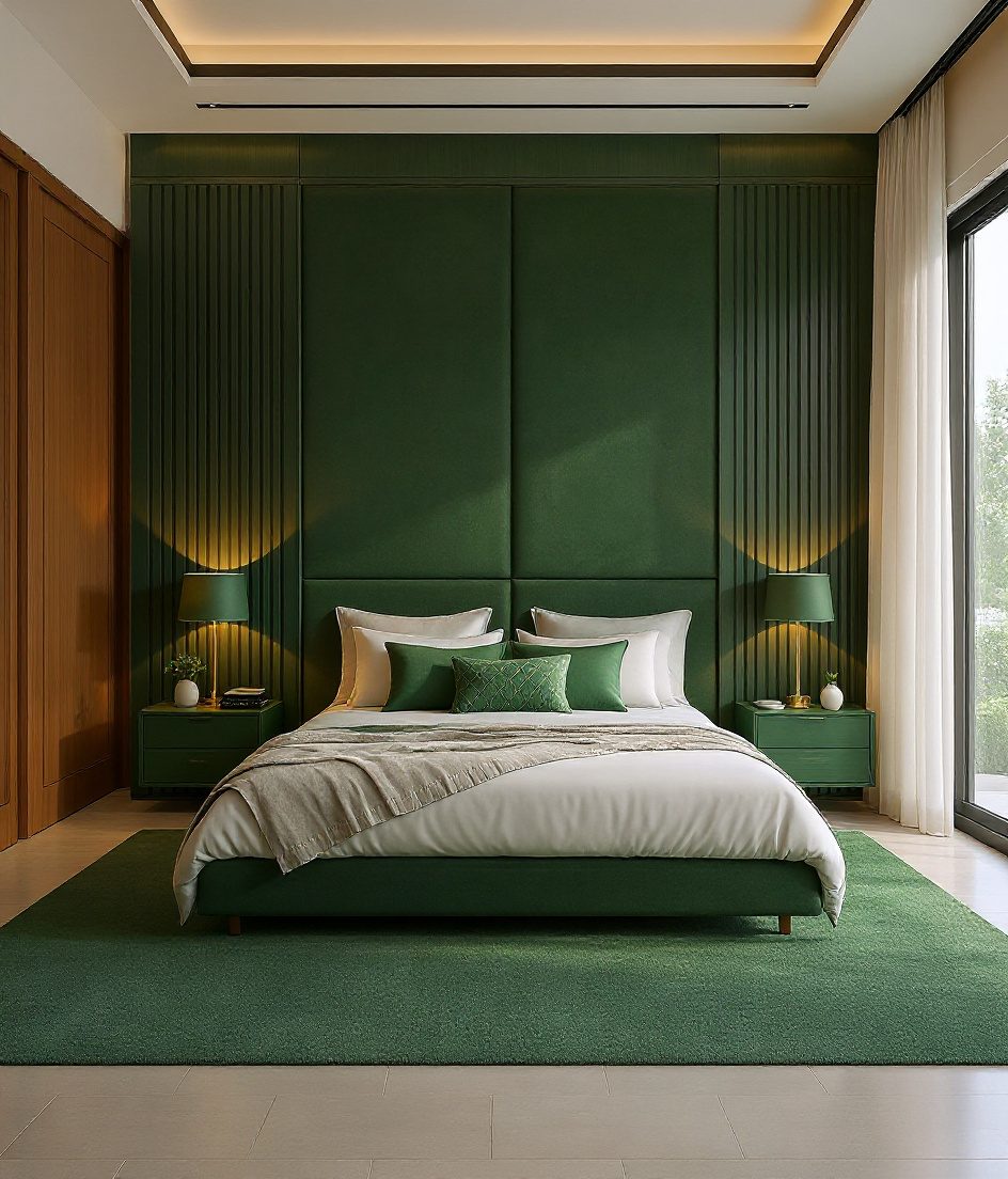 Spacious Master Bedroom Design — Sage & Brass