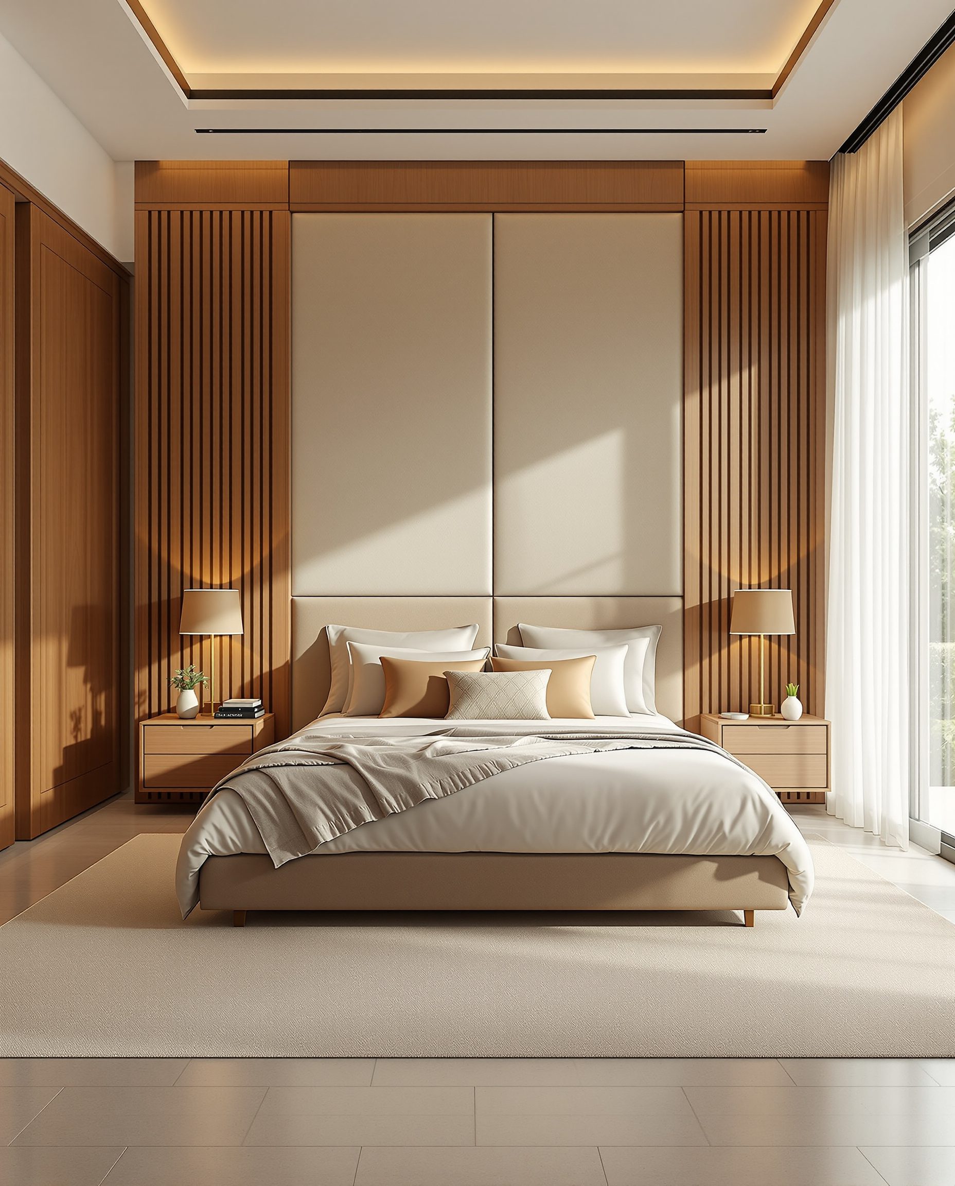 Spacious Master Bedroom Design — Warm Oak
