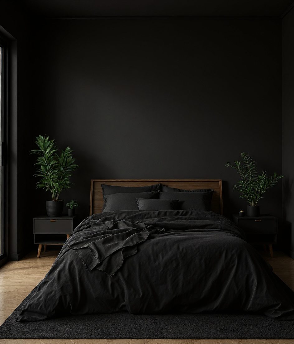 Scandinavian-Style Bedroom — Charcoal Minimal