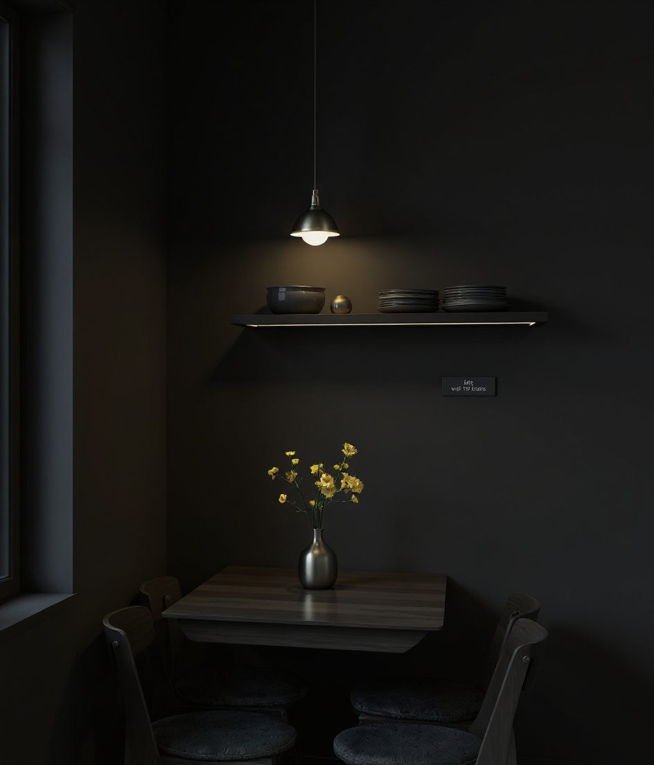 Compact 2BHK Dining Nook — Charcoal Minimal
