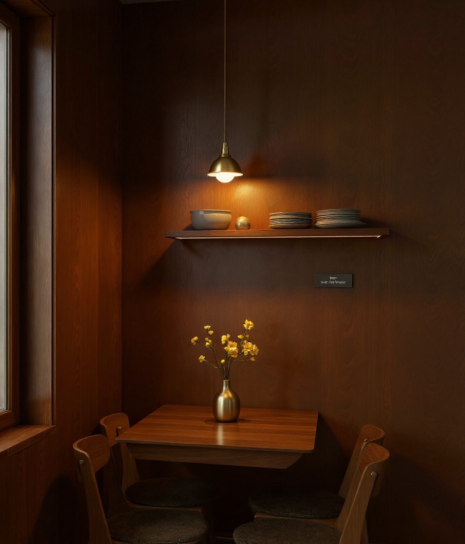 Compact 2BHK Dining Nook — Walnut Classic