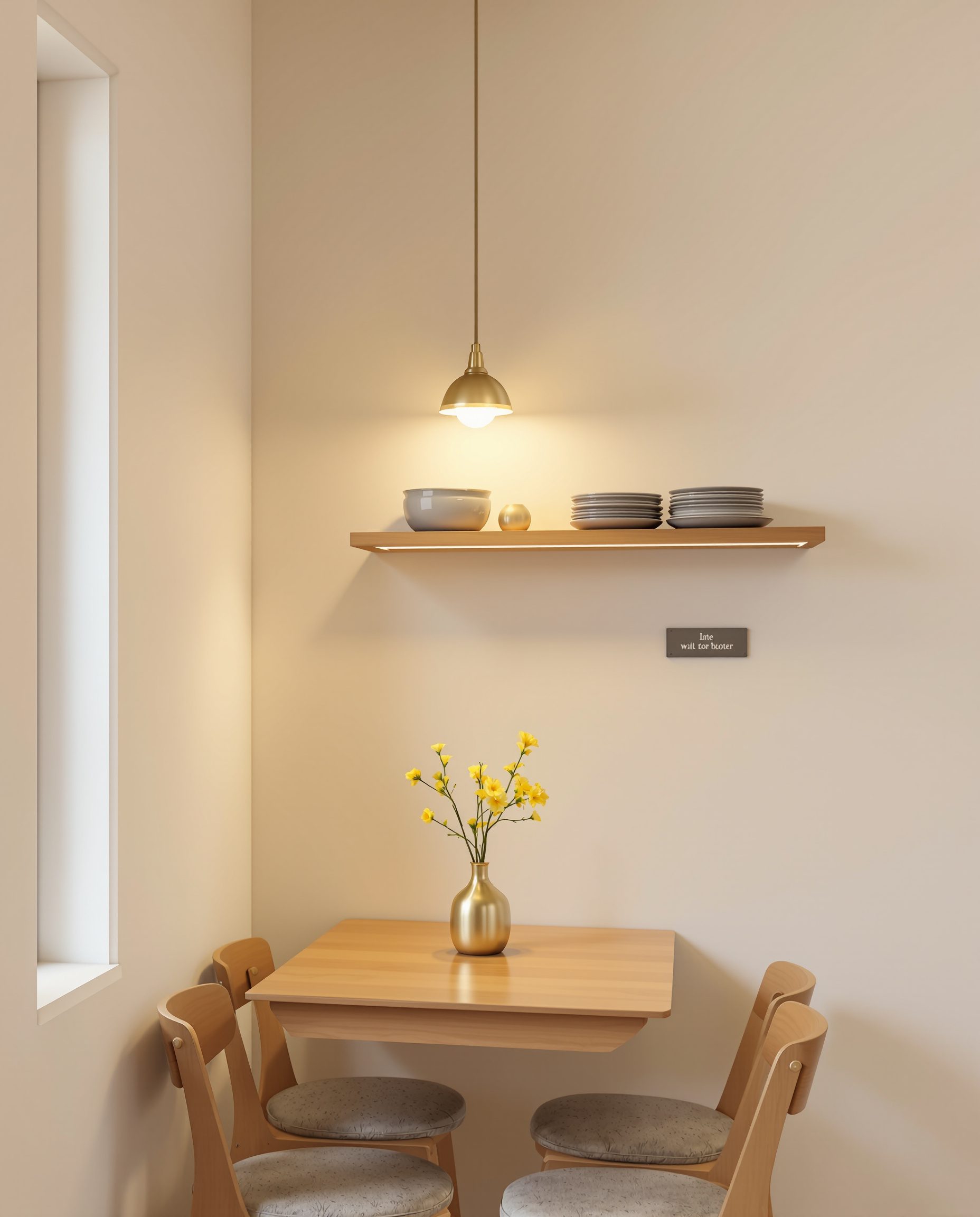 Compact 2BHK Dining Nook — Warm Oak