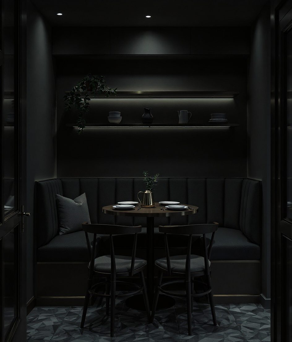 Compact Banquette Bench Dining — Charcoal Minimal