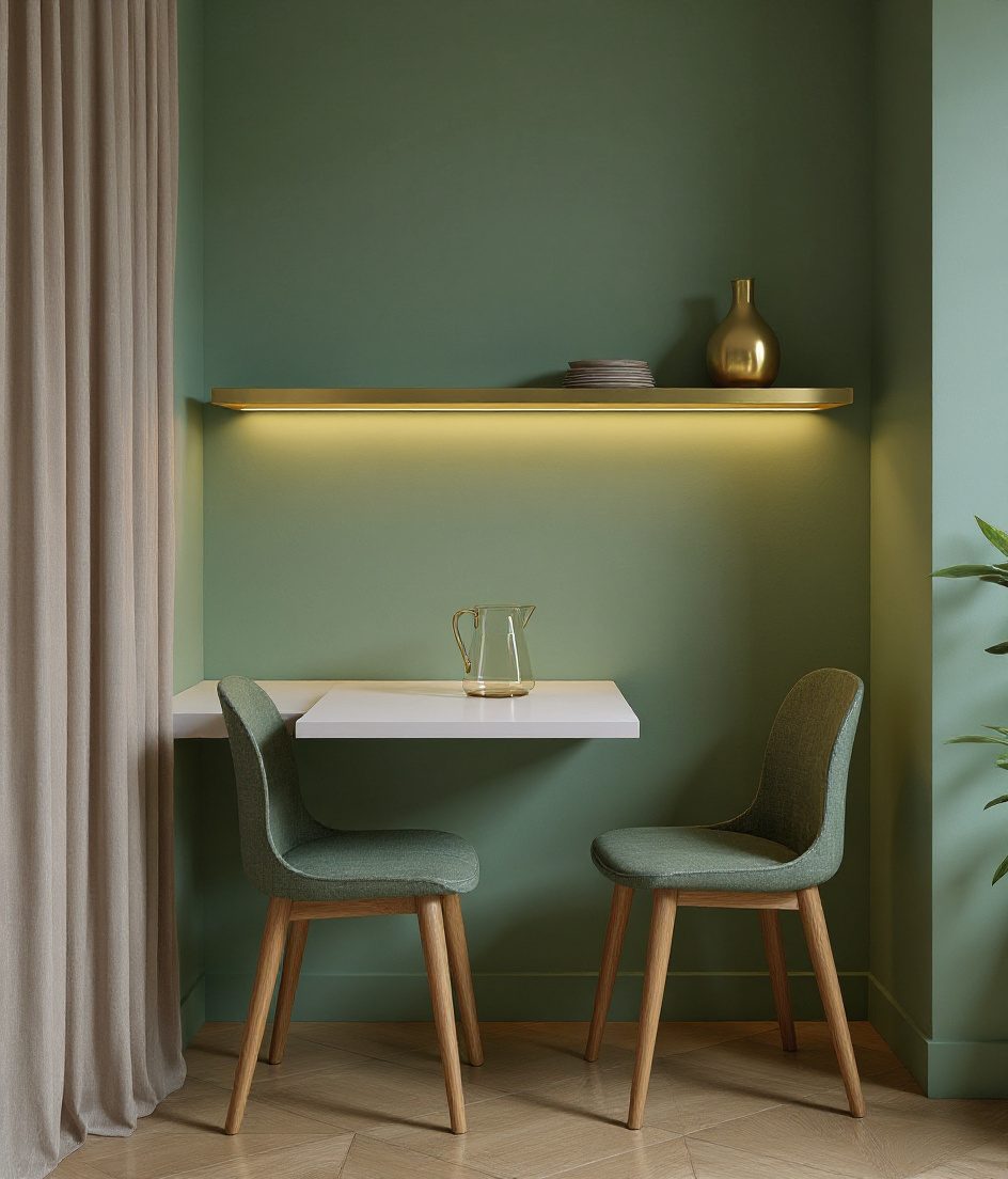 Compact Foldable Wall Dining — Sage & Brass