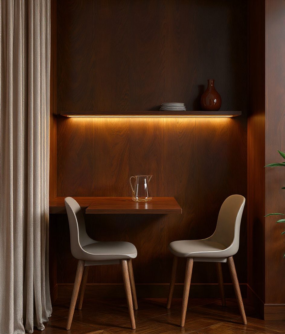 Compact Foldable Wall Dining — Walnut Classic