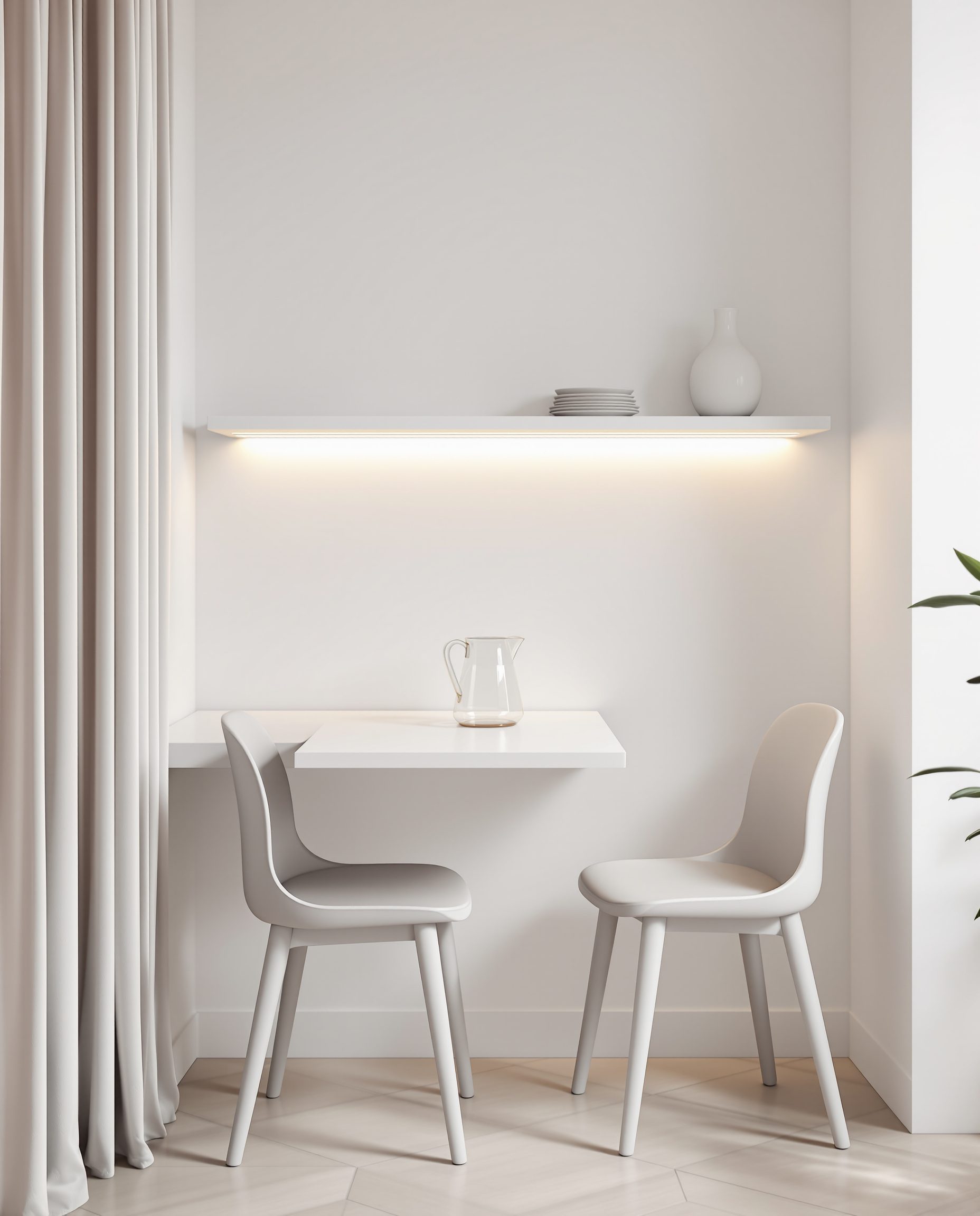 Compact Foldable Wall Dining — White Modern
