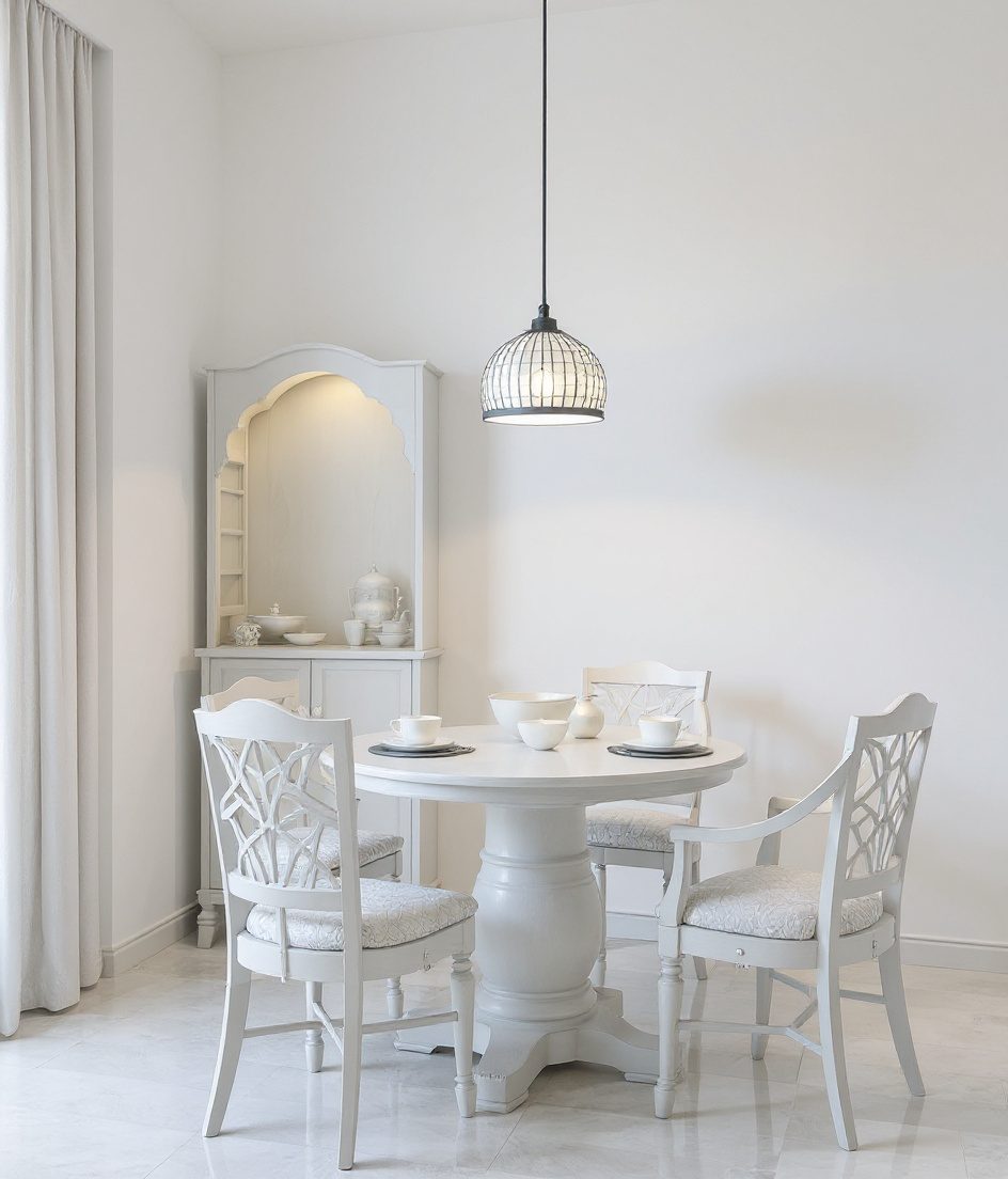 Compact Pooja-Adjacent Dining — White Modern