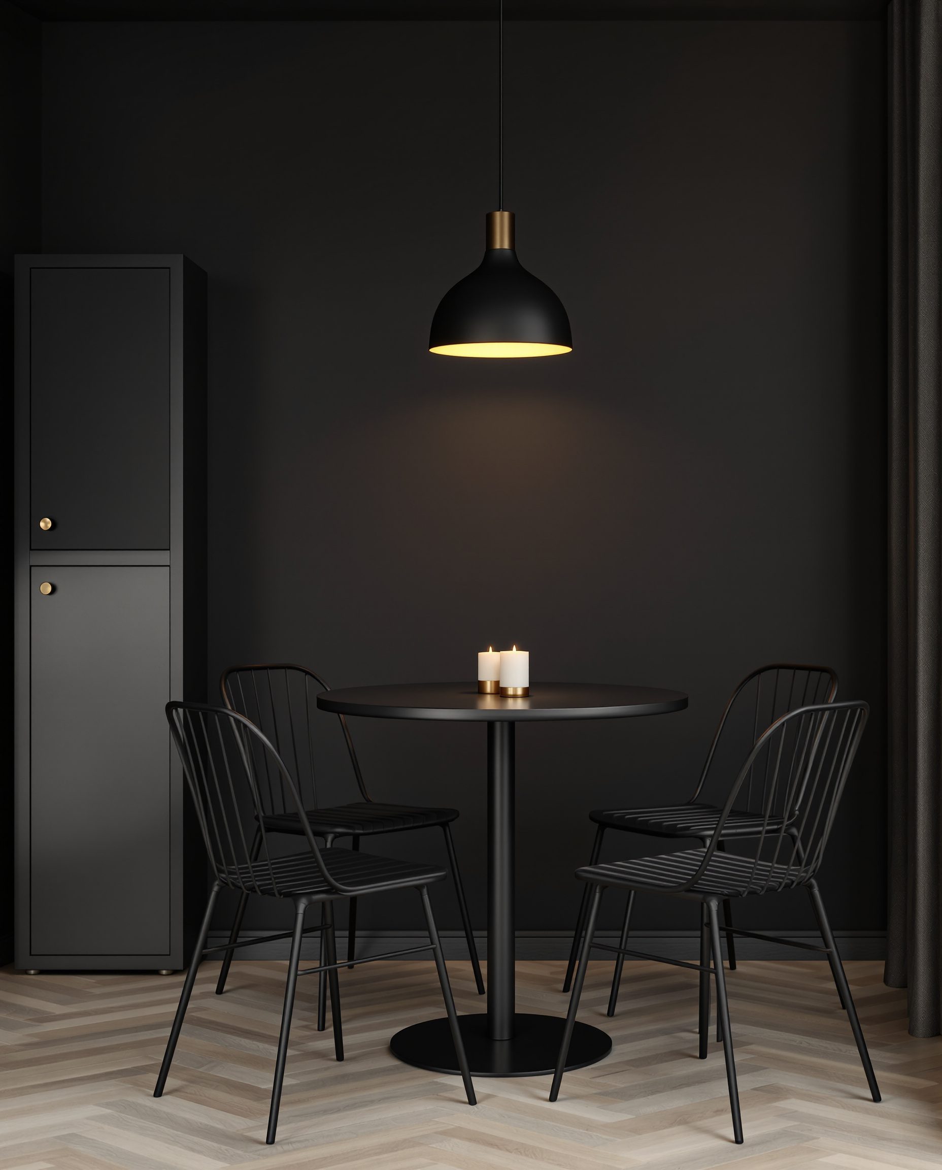 Compact Round Table Dining — Charcoal Minimal