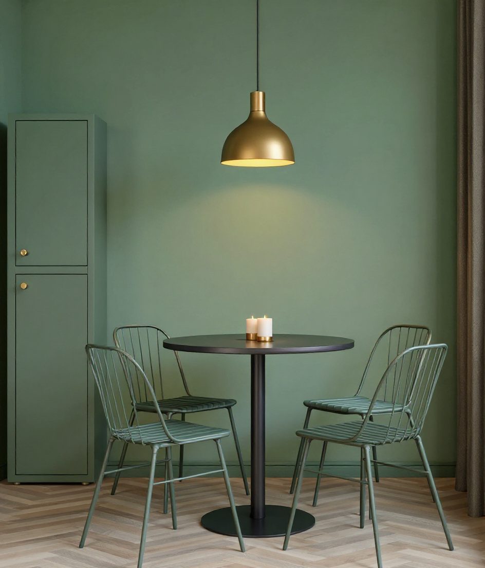 Compact Round Table Dining — Sage & Brass