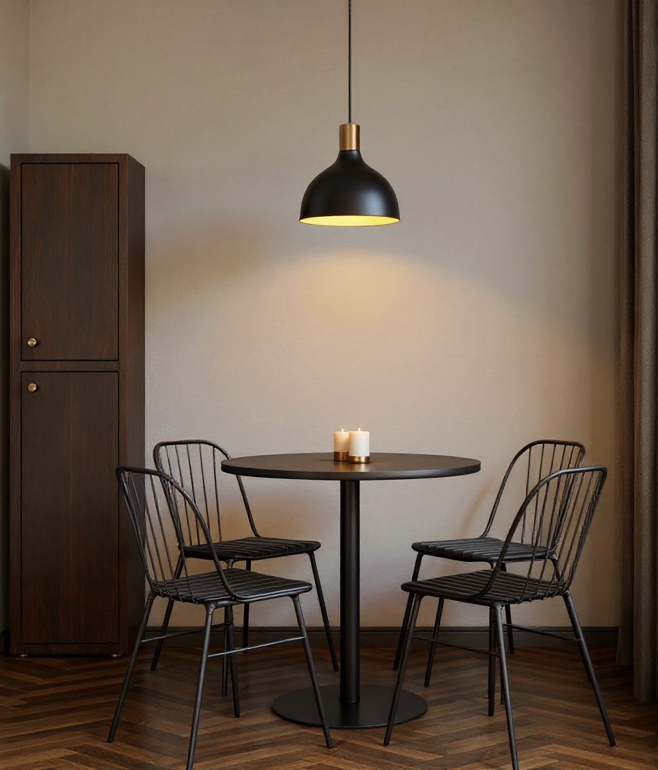 Compact Round Table Dining — Walnut Classic