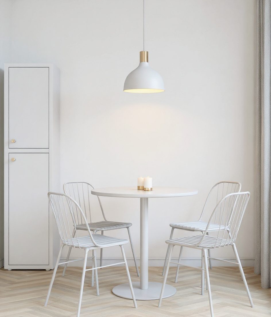 Compact Round Table Dining — White Modern