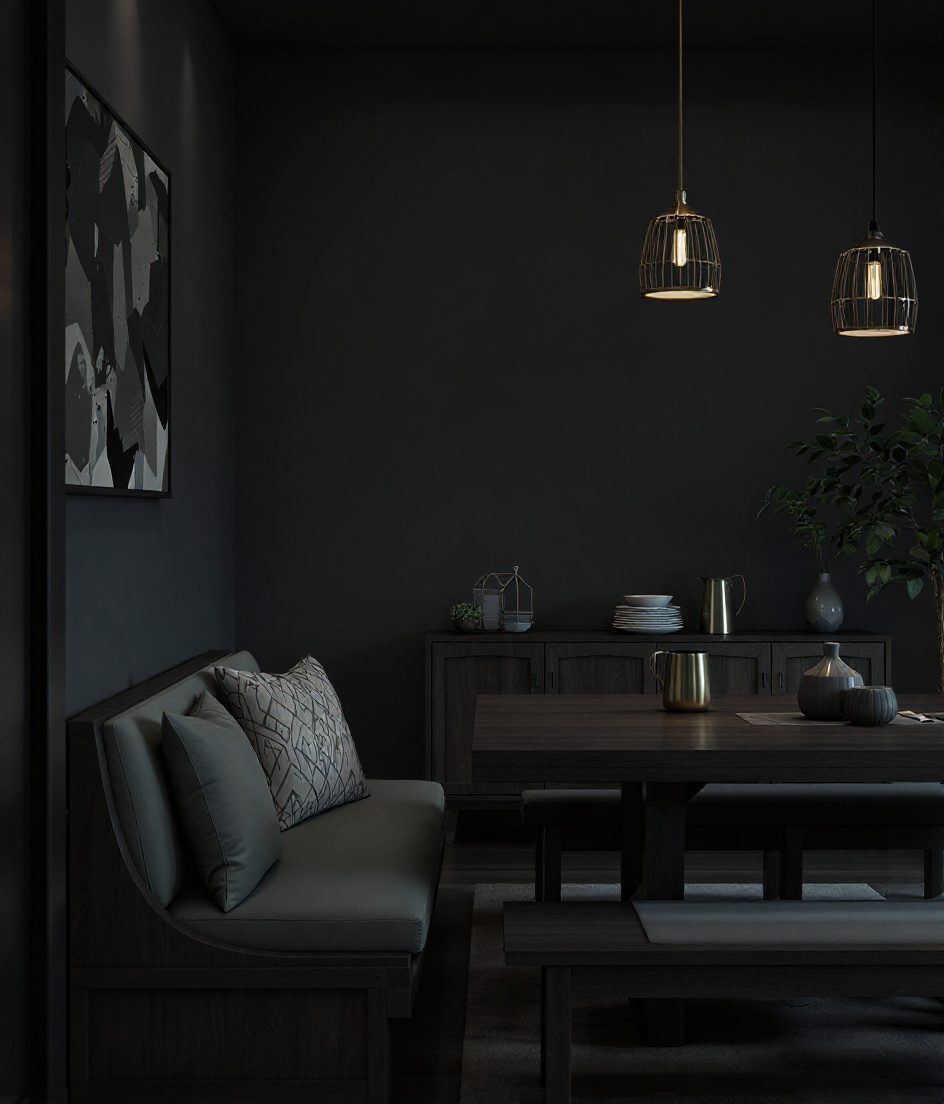 Family Bench-Seating Kids Dining — Charcoal Minimal