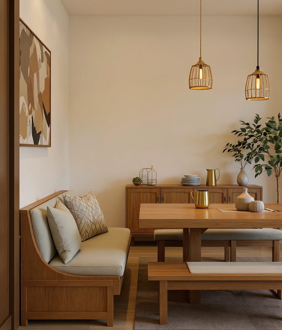 Family Bench-Seating Kids Dining — Warm Oak