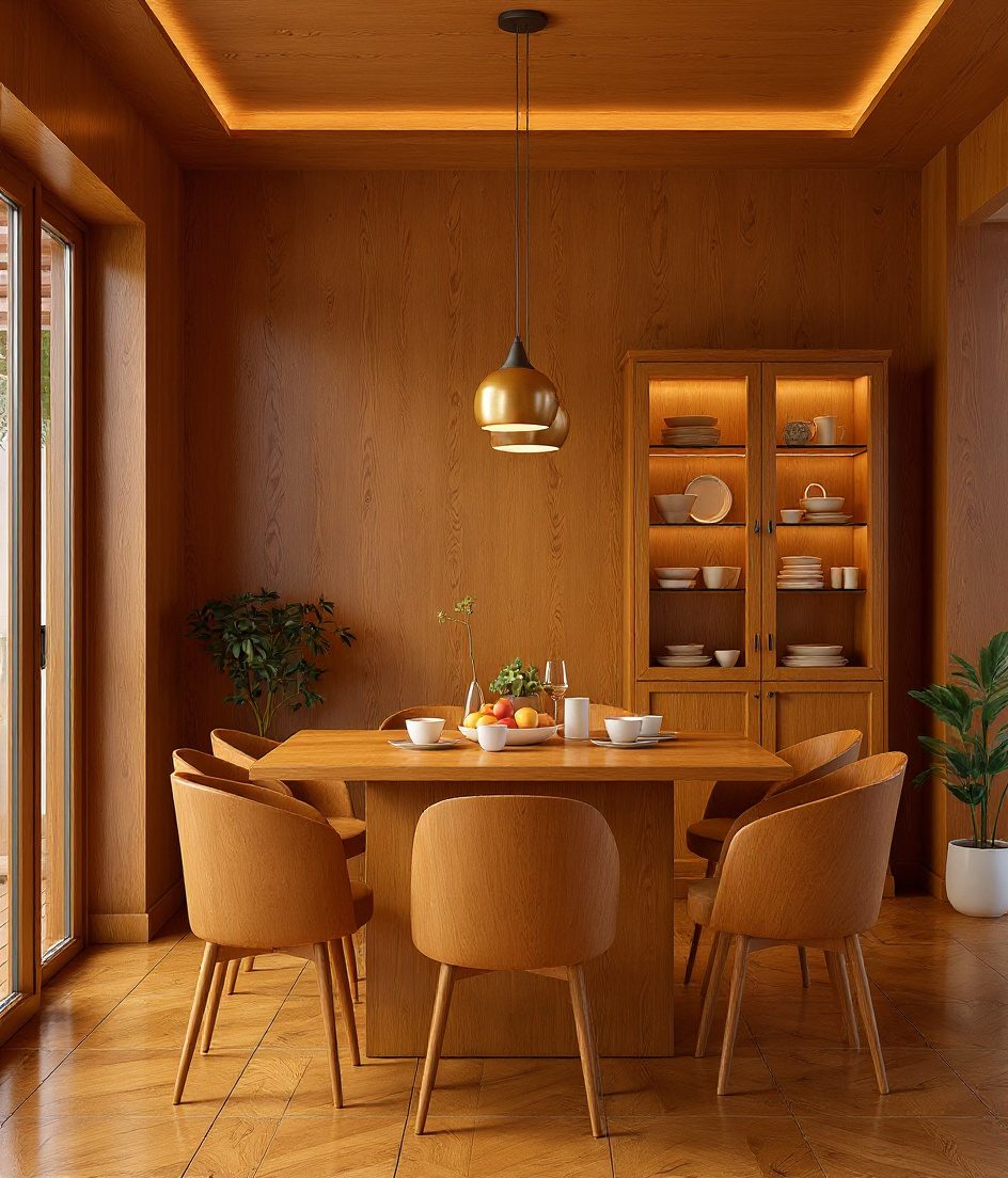 Family Bright Airy Dining — Warm Oak