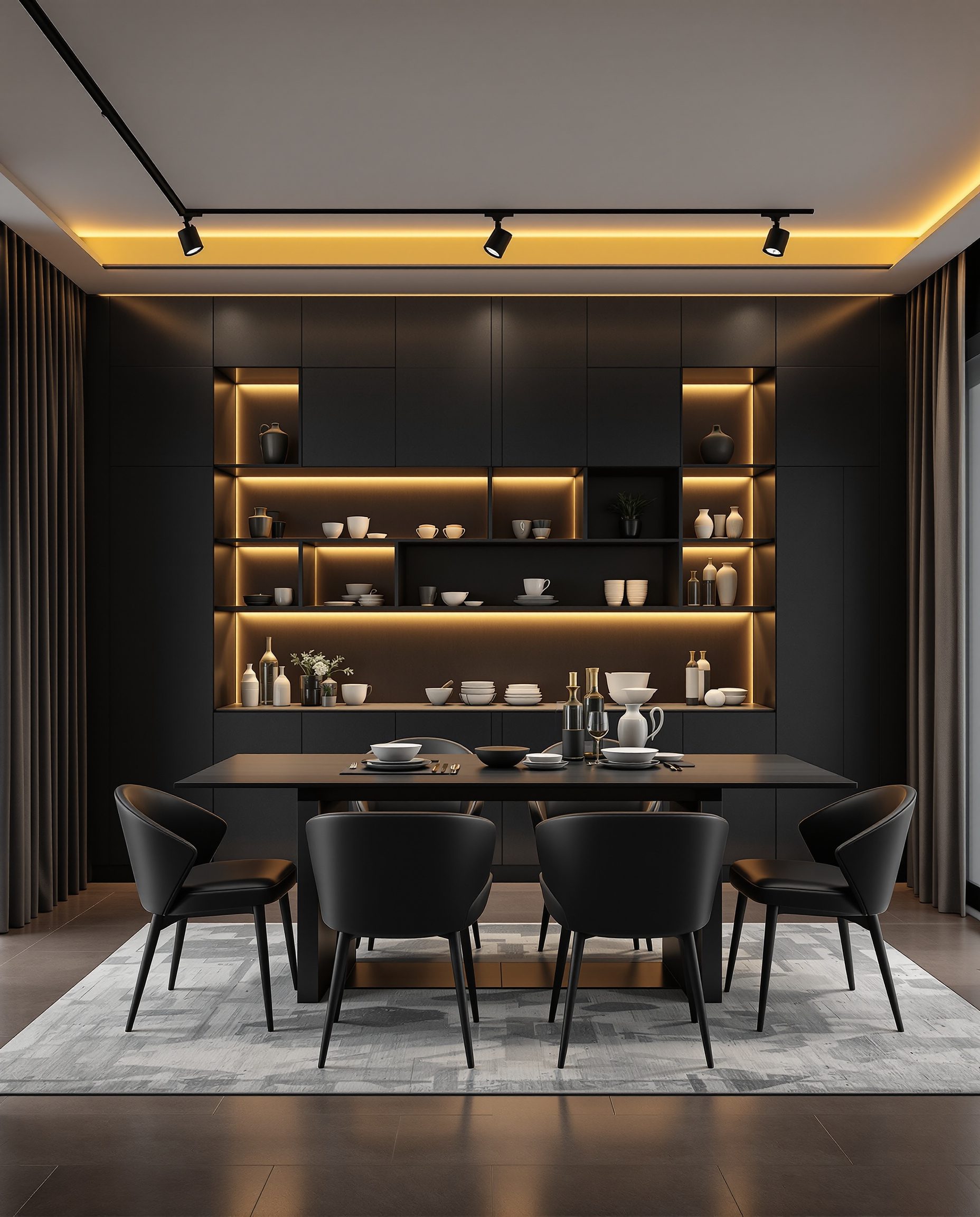 Family Display-Led Dining — Charcoal Minimal