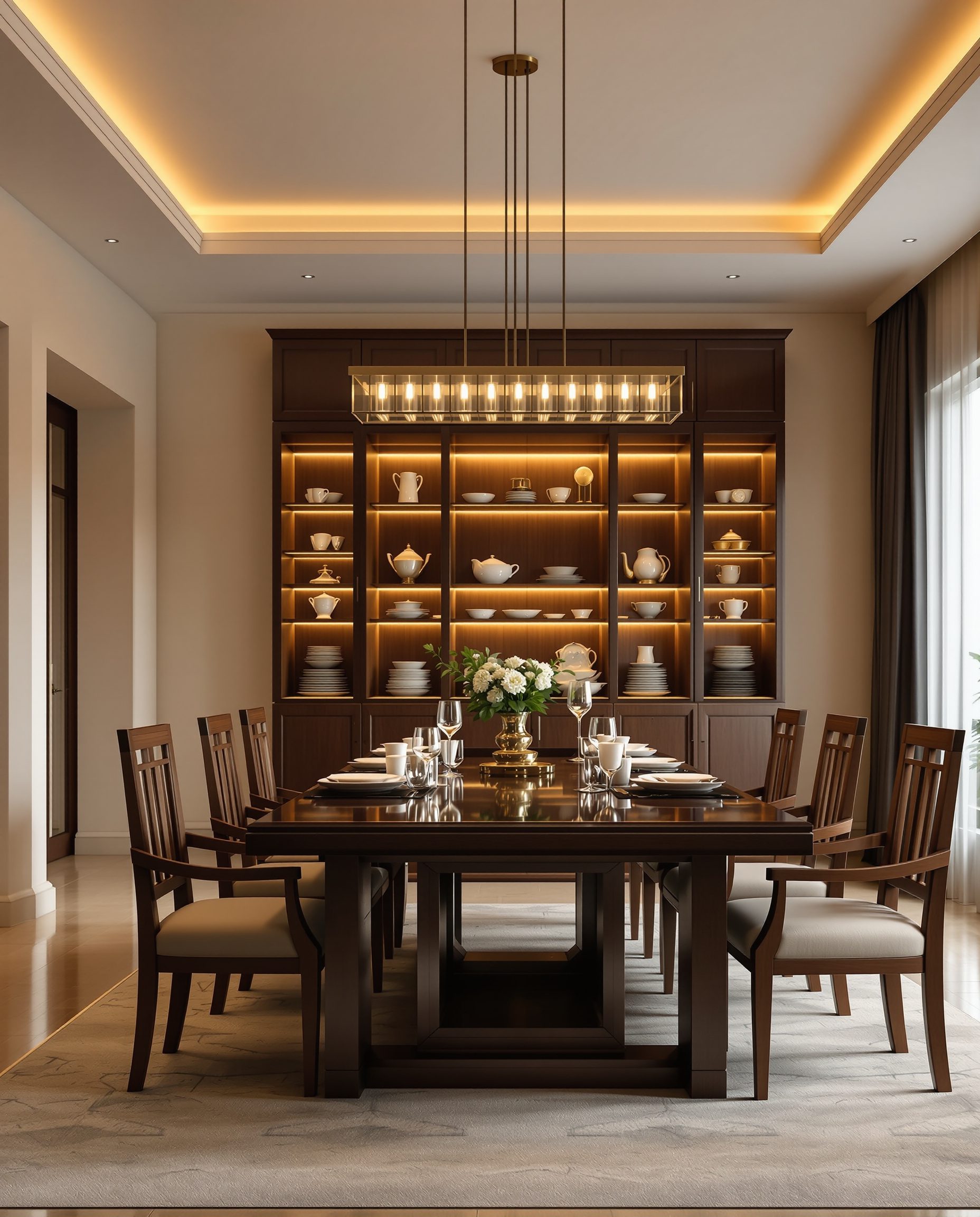 Family Joint Eight-Seater Dining — Walnut Classic