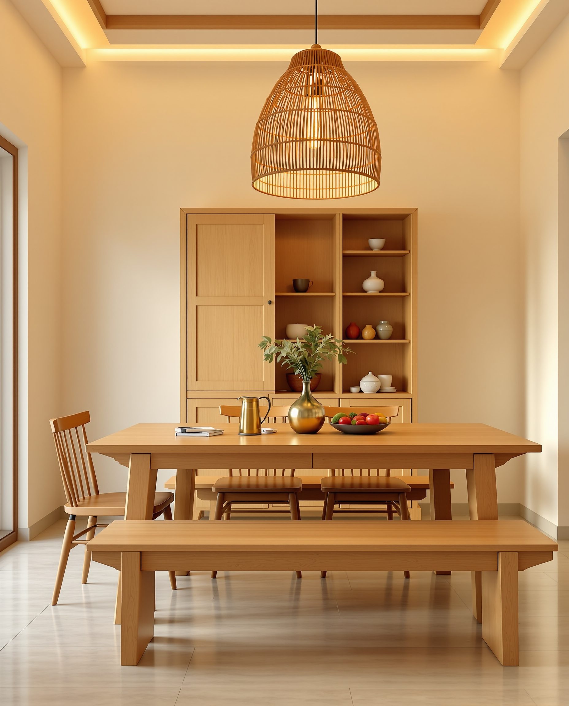 Family Mixed-Seat Dining — Warm Oak