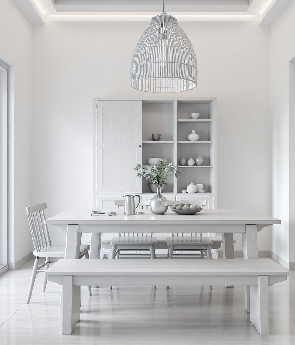 Family Mixed-Seat Dining — White Modern