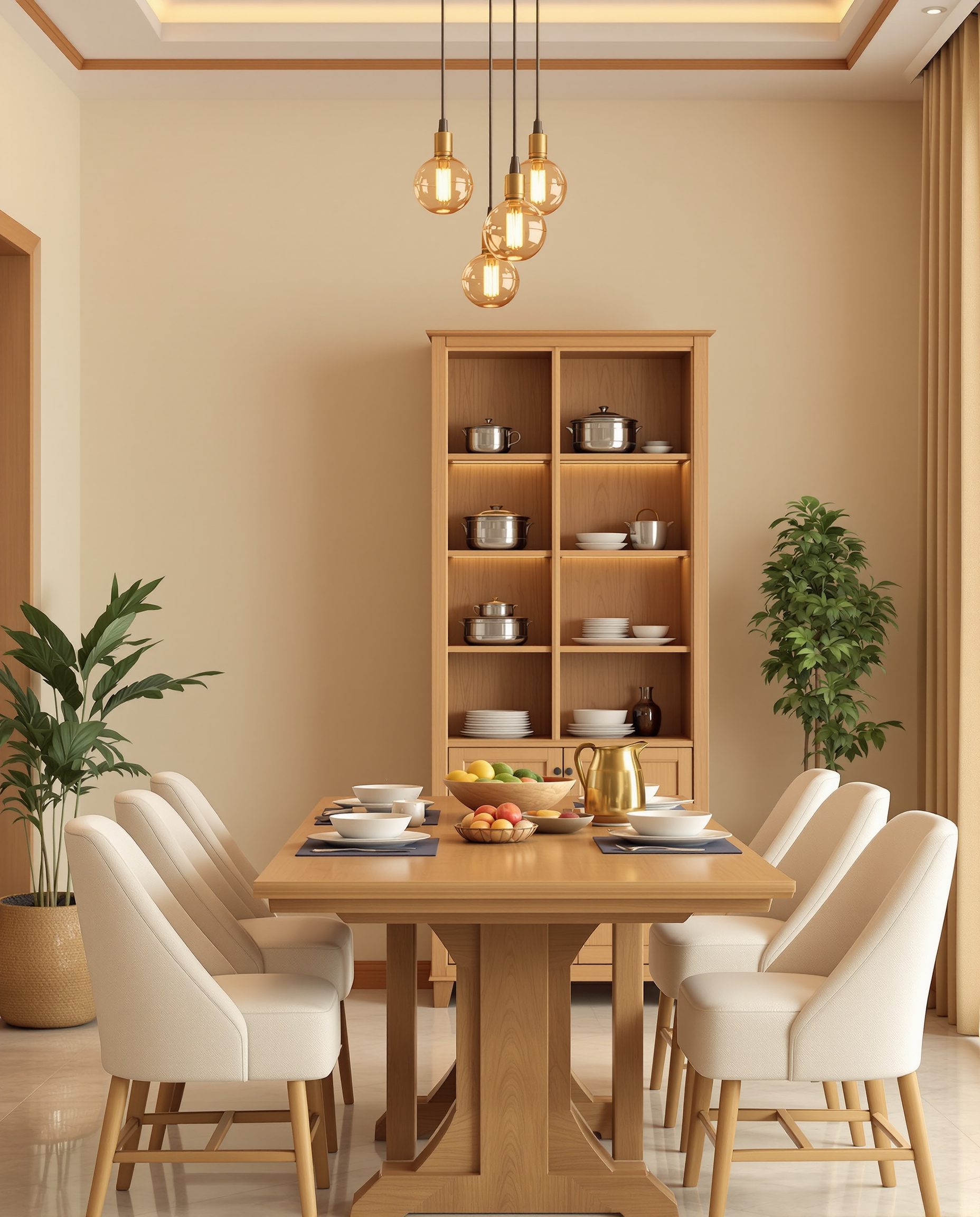 Family Six-Seater Everyday Dining — Warm Oak