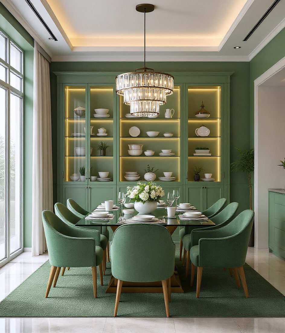 Formal Bright Glass Dining — Sage & Brass