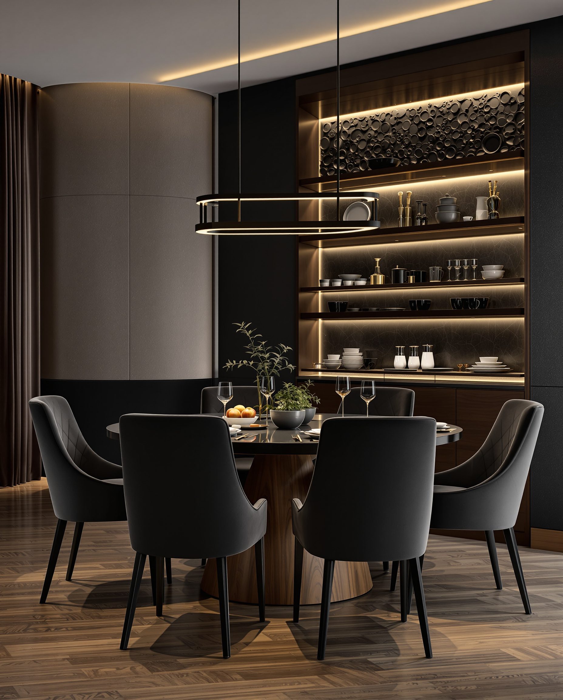 Formal Crockery-Led Dining — Charcoal Minimal