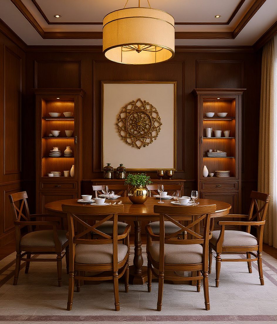 Formal Symmetrical Dining — Walnut Classic