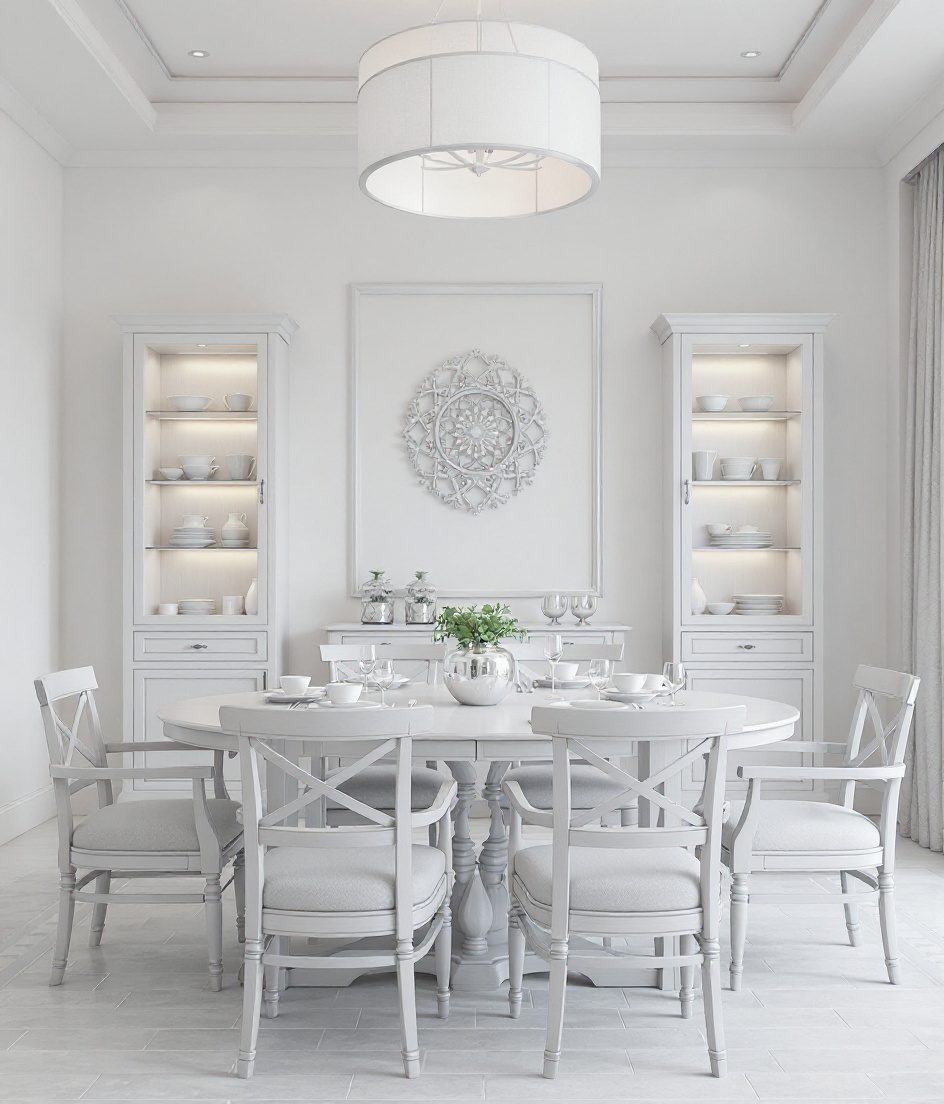 Formal Symmetrical Dining — White Modern