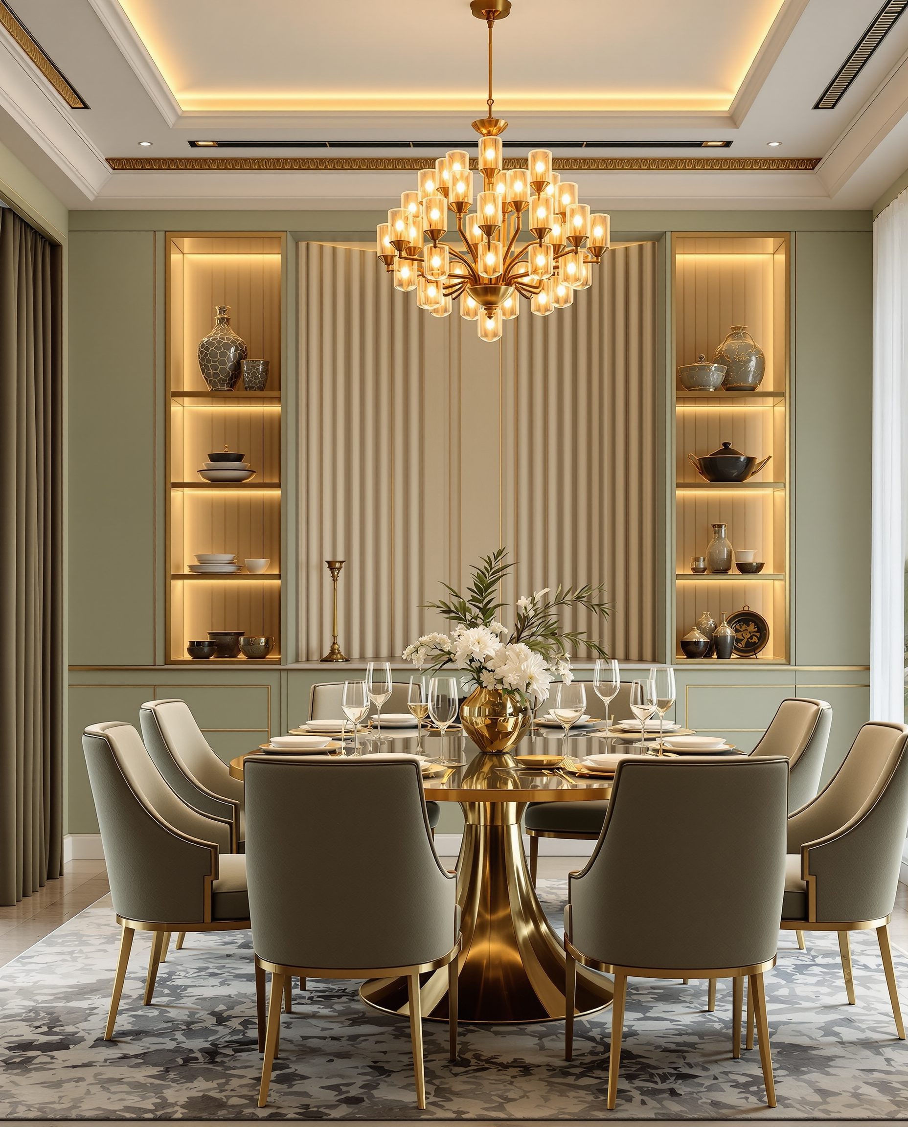 Luxury Sage Brass Villa Dining — Sage & Brass