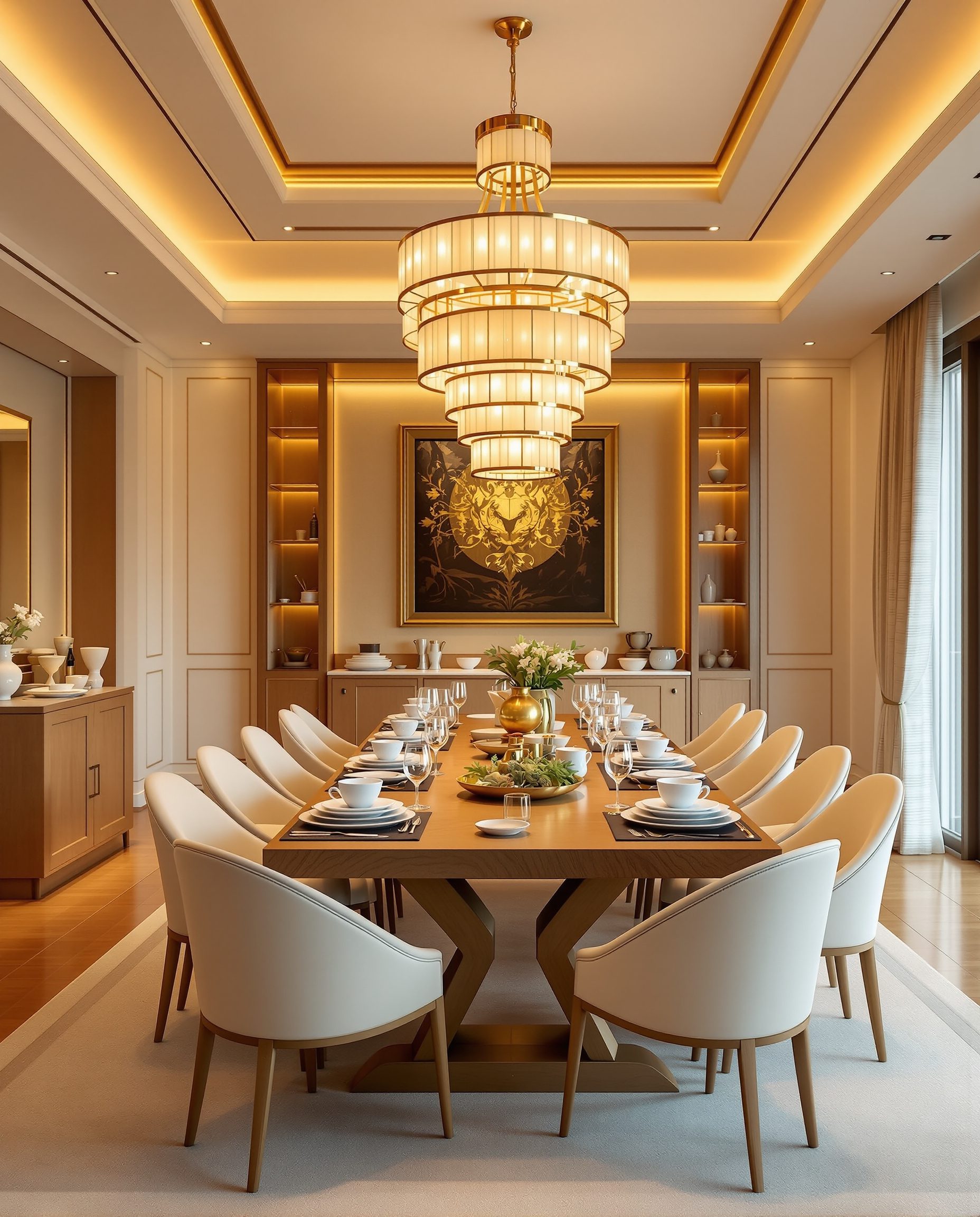 Luxury Warm-Wood Banquet Dining — Warm Oak