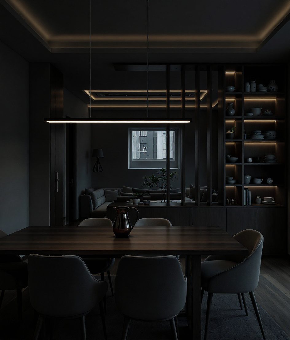 Open-Plan Dining-Living — Charcoal Minimal