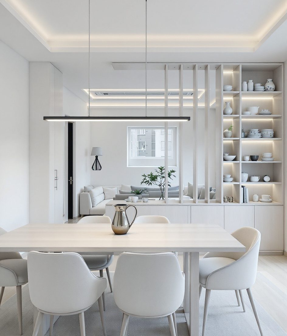 Open-Plan Dining-Living — White Modern