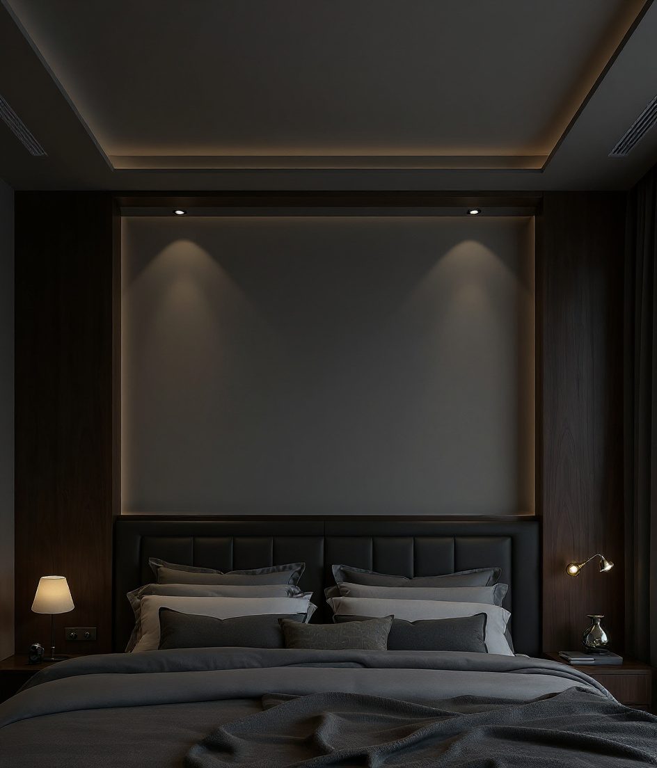 Bedroom Soft Cove Ceiling — Charcoal Minimal