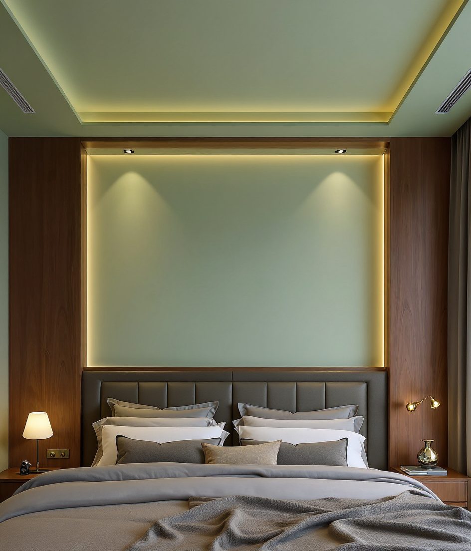 Bedroom Soft Cove Ceiling — Sage & Brass