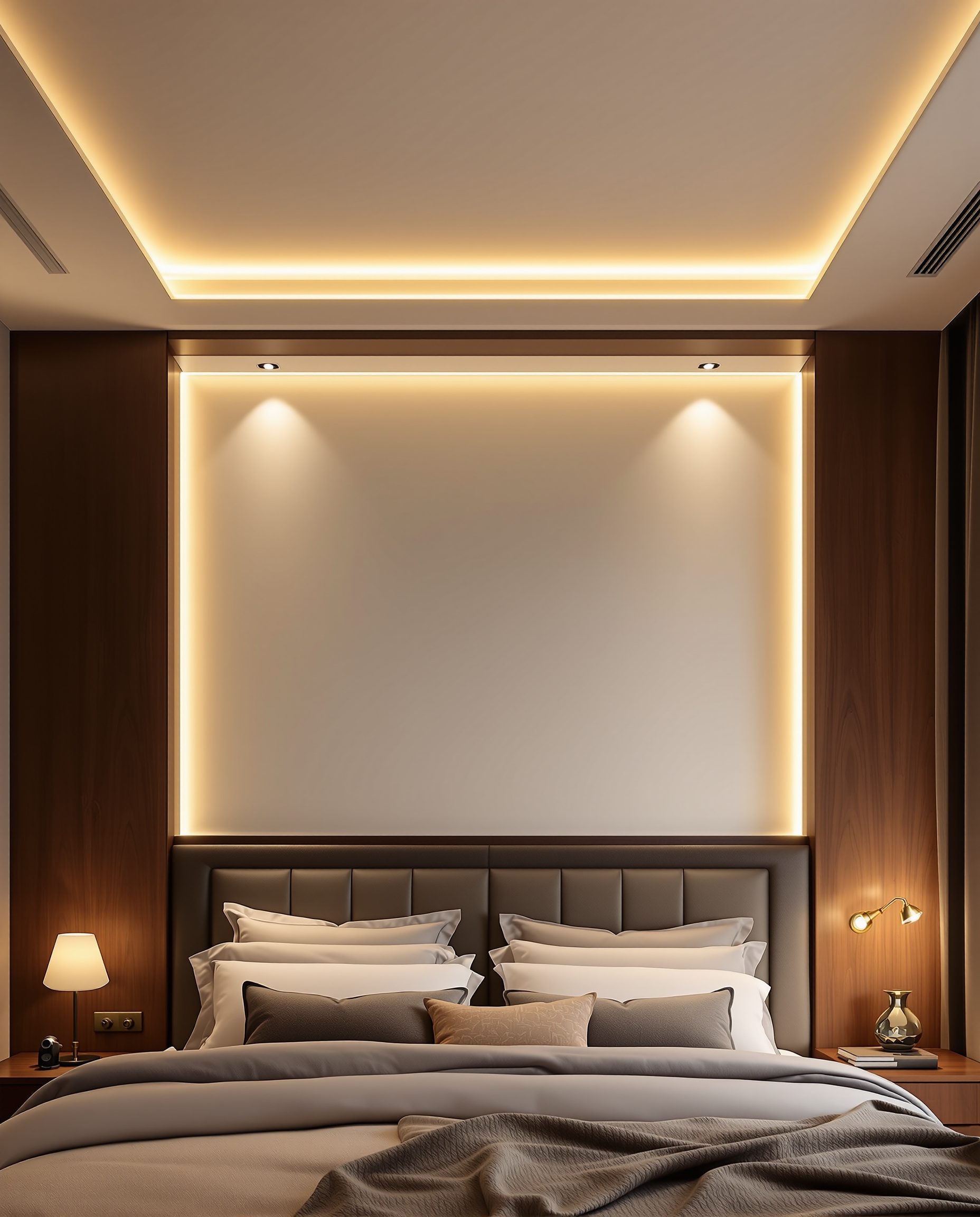Bedroom Soft Cove Ceiling — Walnut Classic