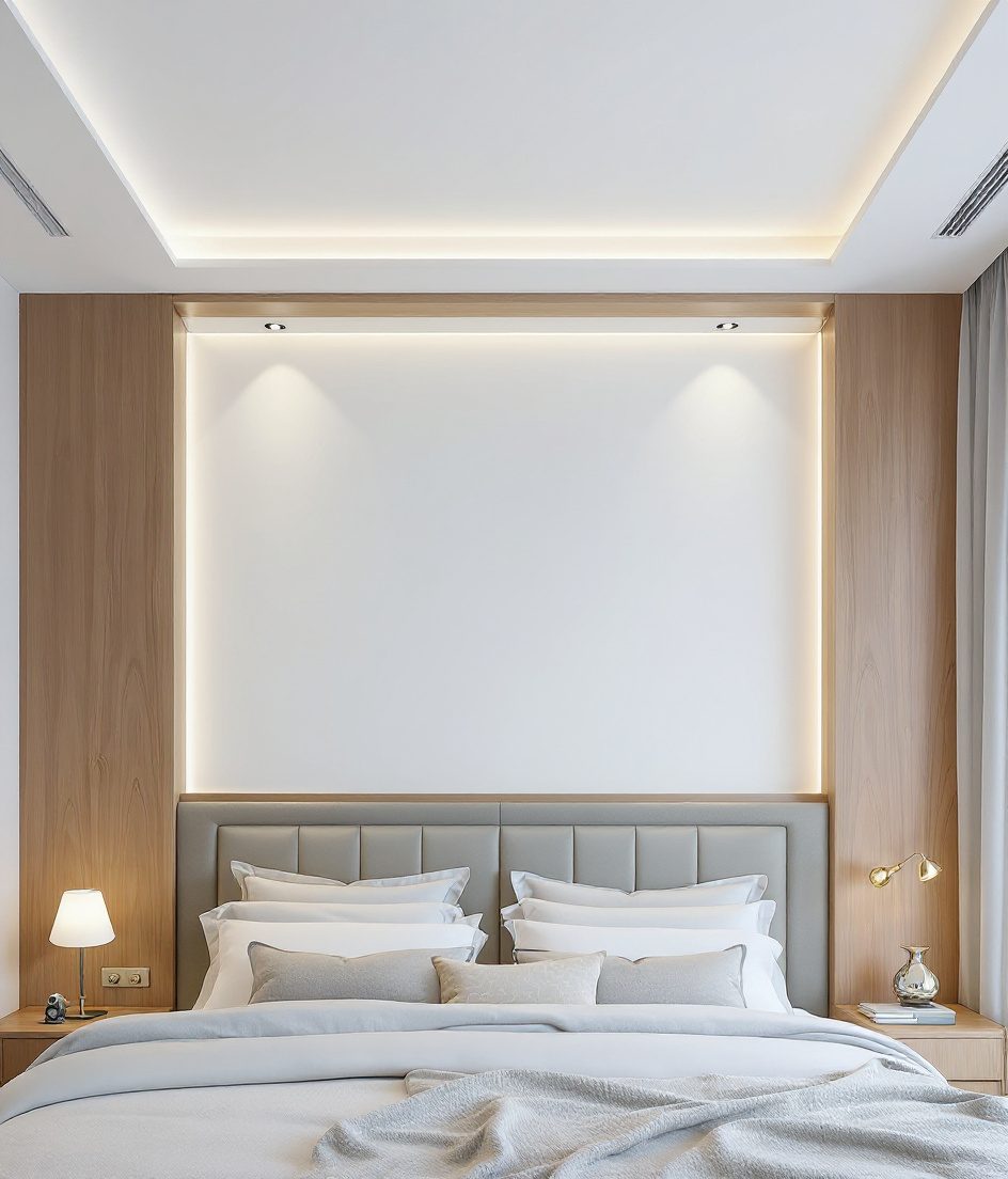 Bedroom Soft Cove Ceiling — White Modern