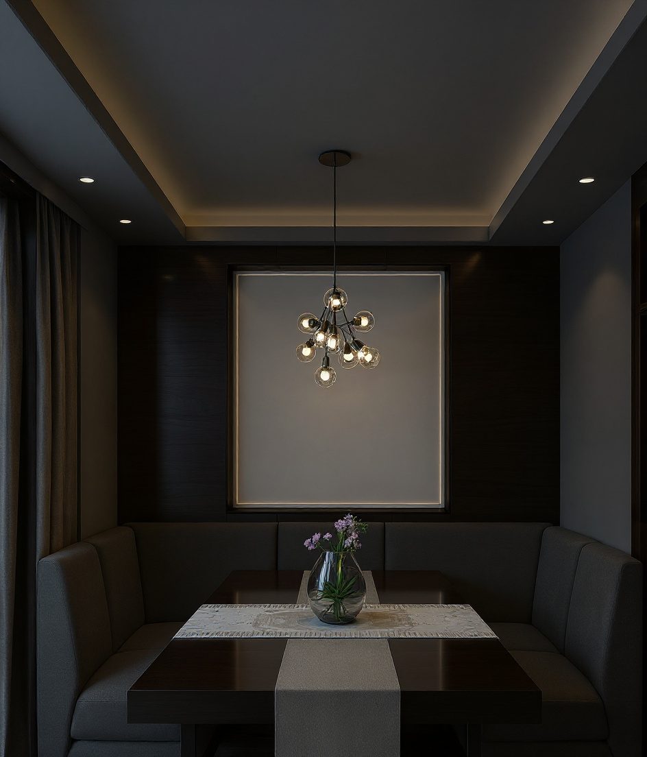 Dining Tray Ceiling with Pendant — Charcoal Minimal