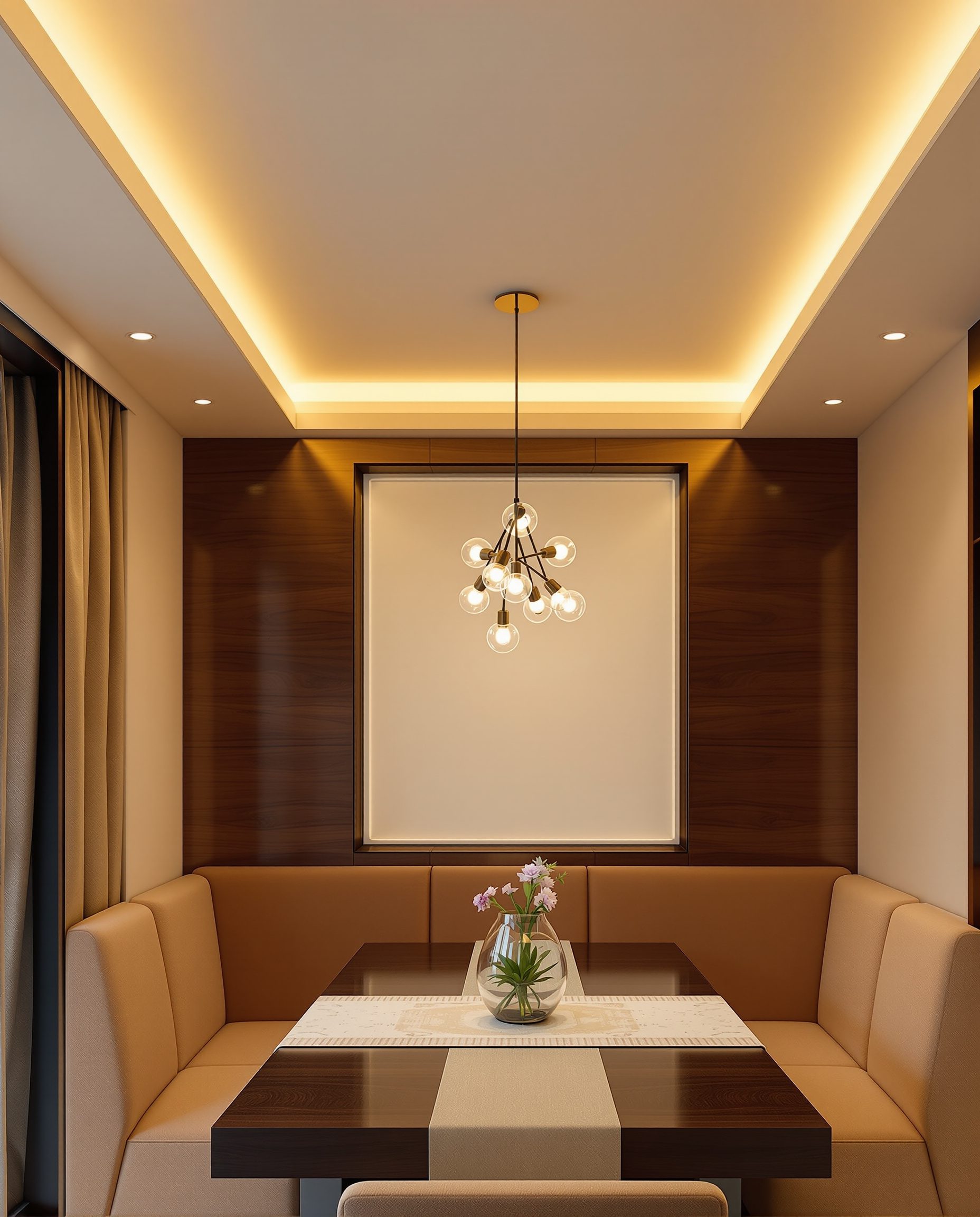 Dining Tray Ceiling with Pendant — Walnut Classic