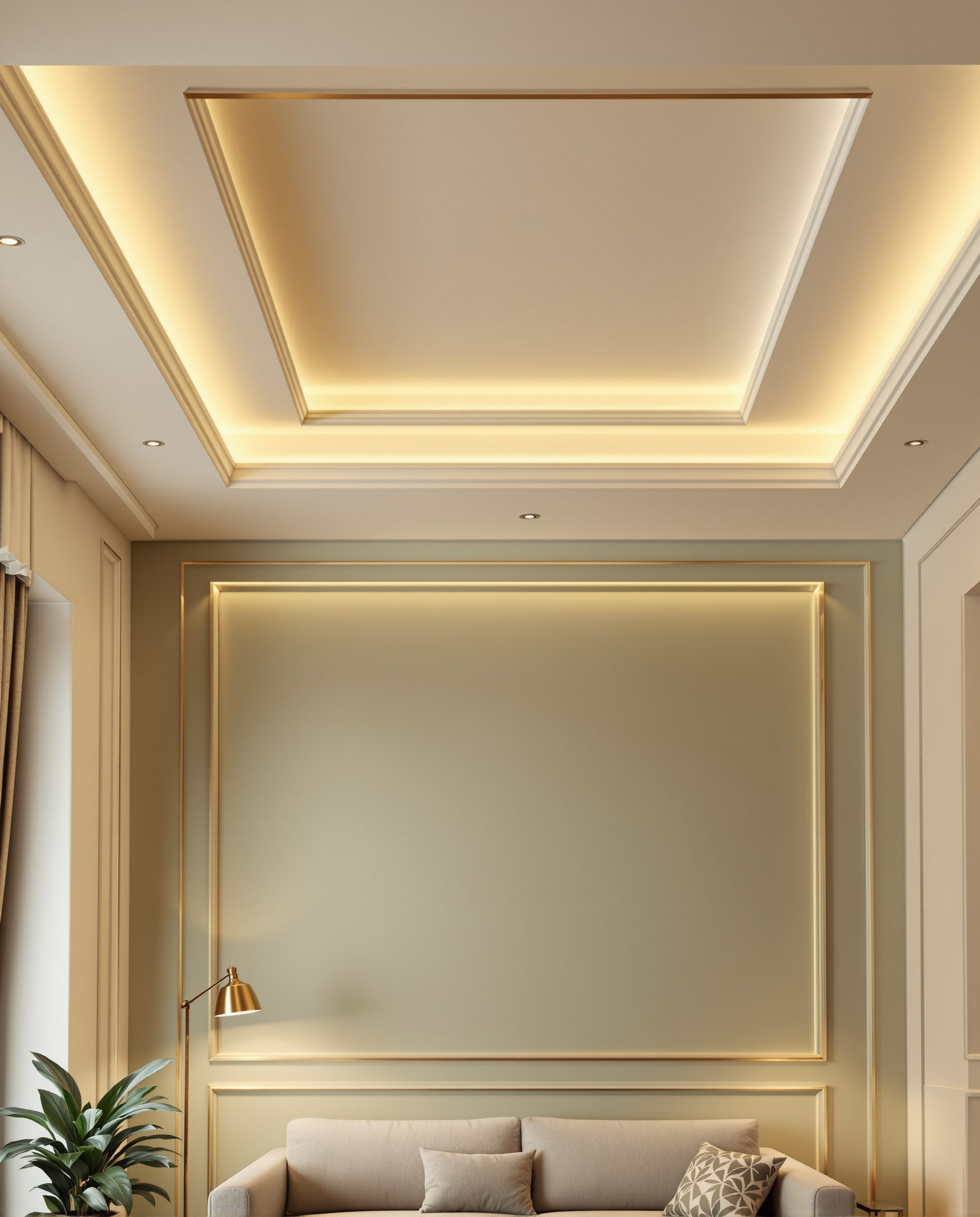 Double Cove Living Ceiling — Sage & Brass