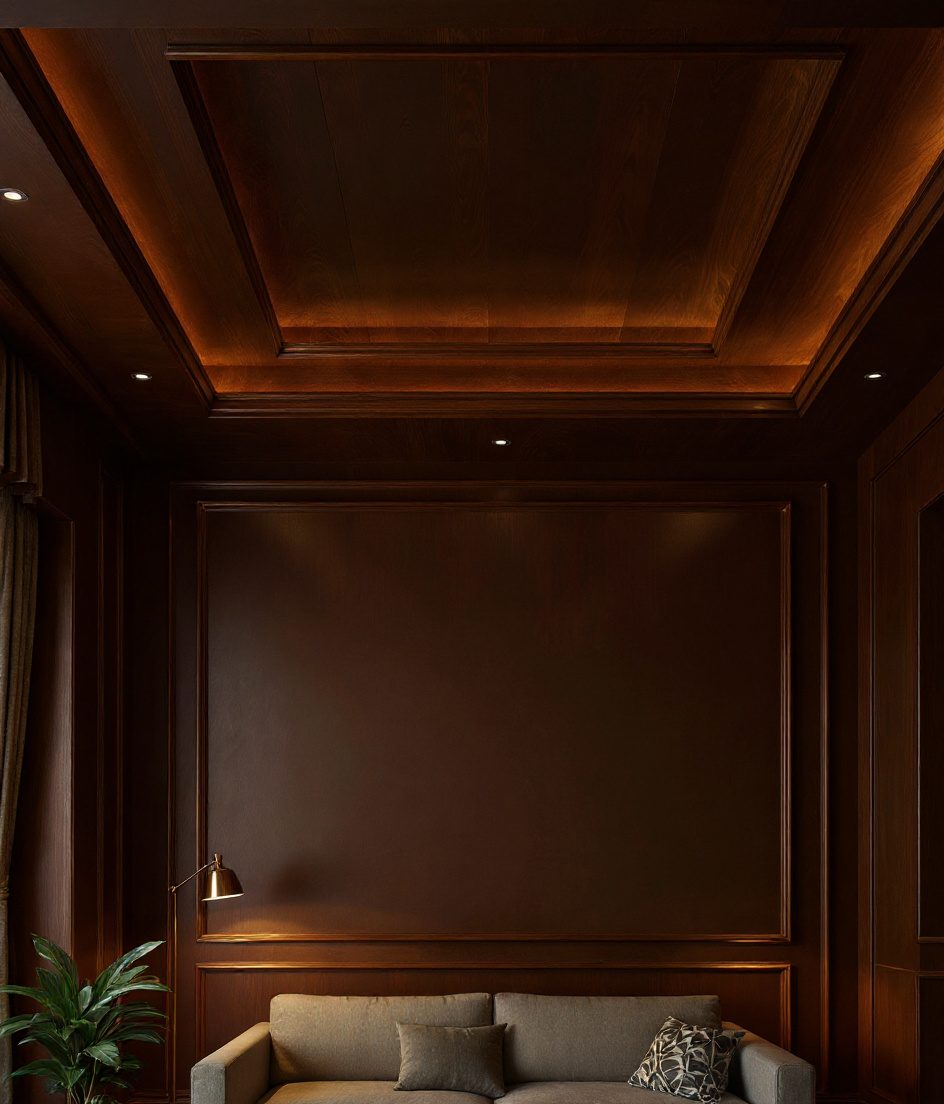 Double Cove Living Ceiling — Walnut Classic