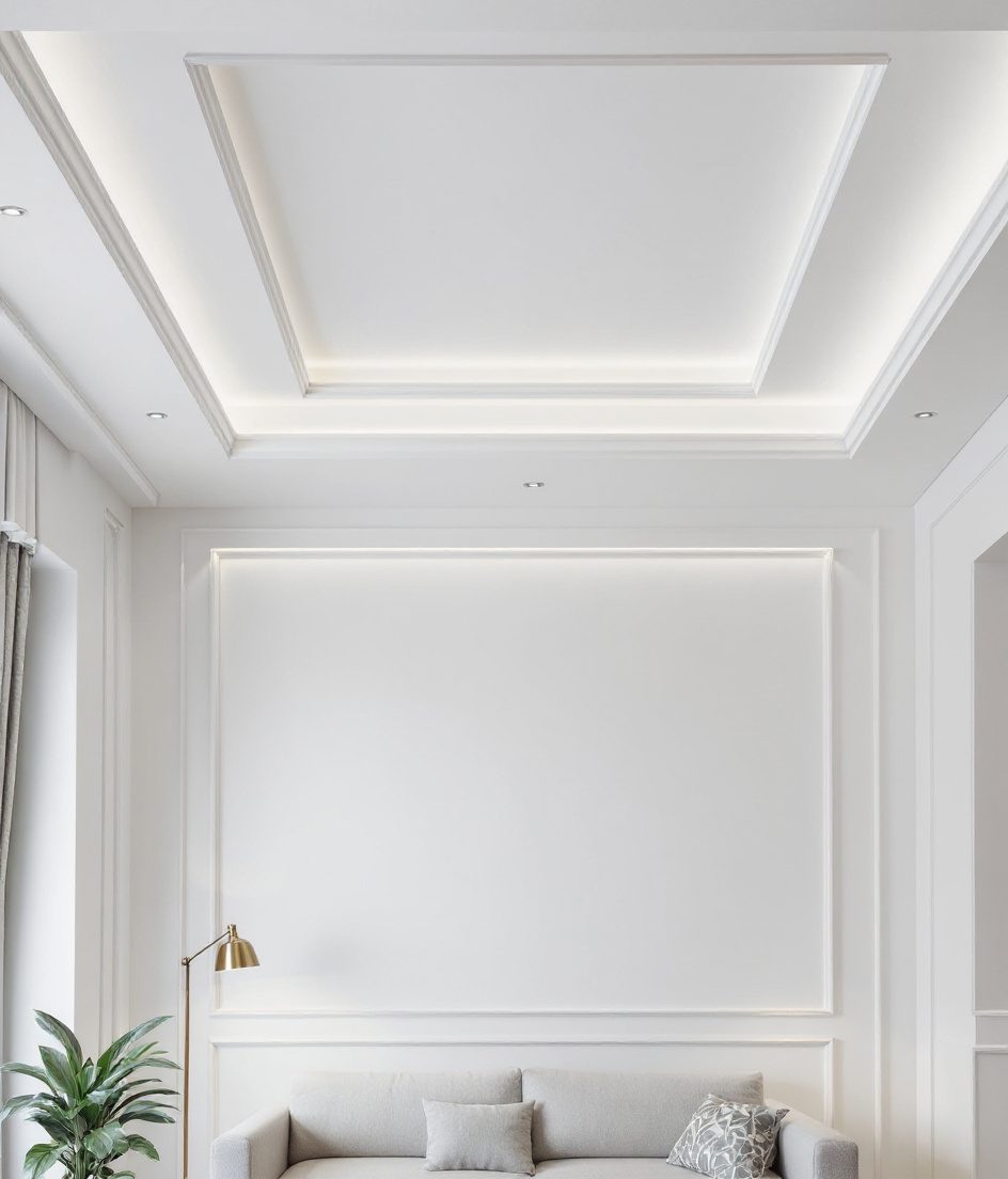 Double Cove Living Ceiling — White Modern