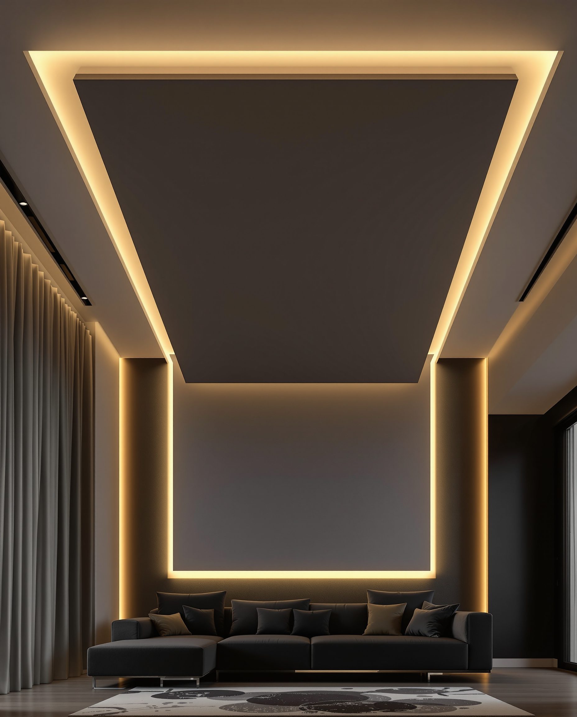 Floating Island Minimal Ceiling — Charcoal Minimal