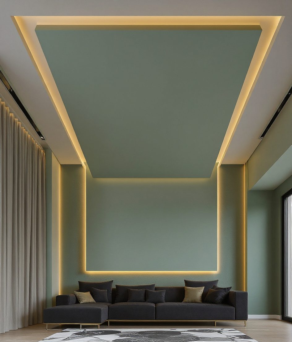 Floating Island Minimal Ceiling — Sage & Brass