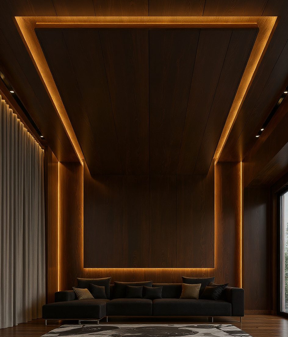 Floating Island Minimal Ceiling — Walnut Classic