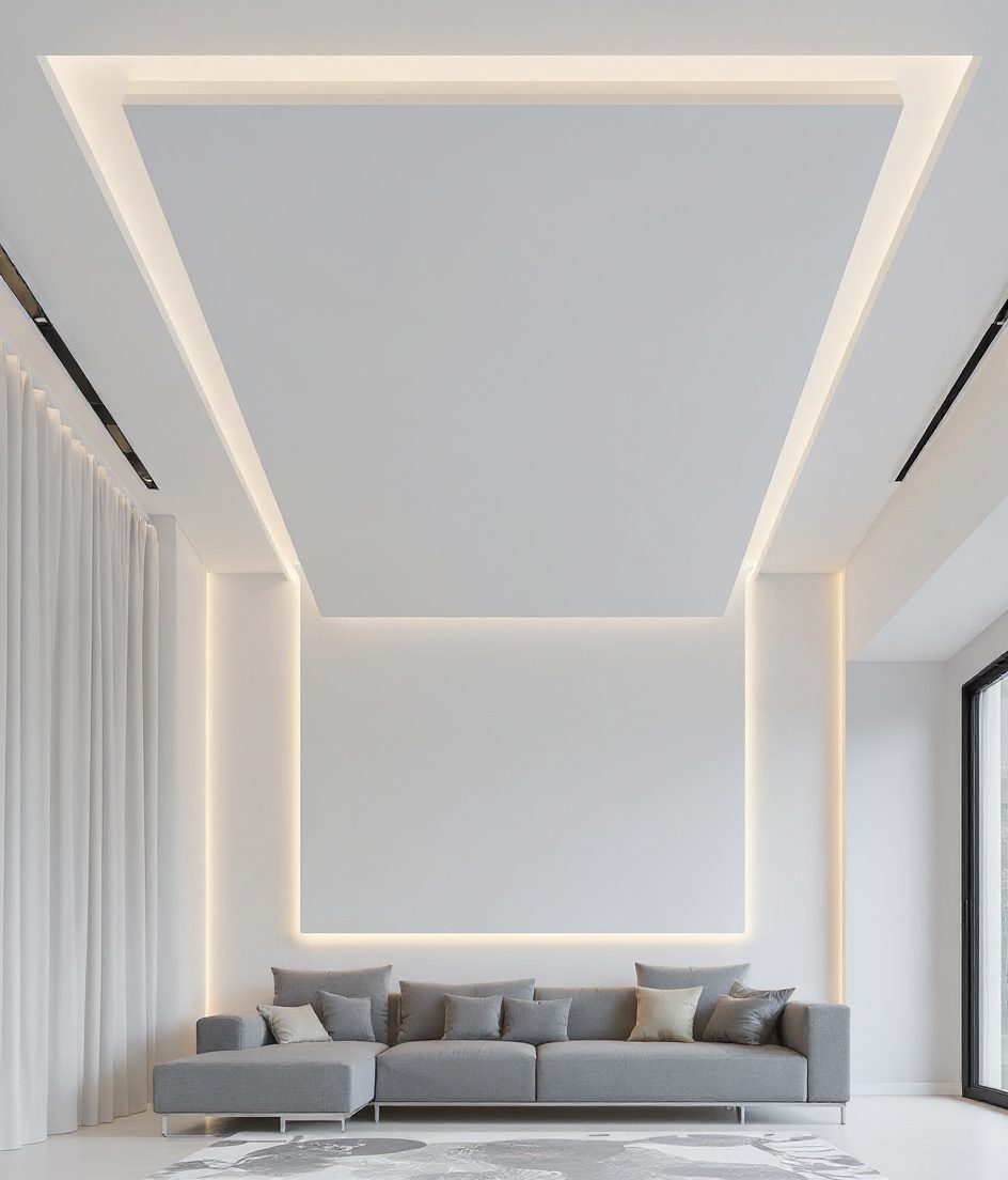 Floating Island Minimal Ceiling — White Modern