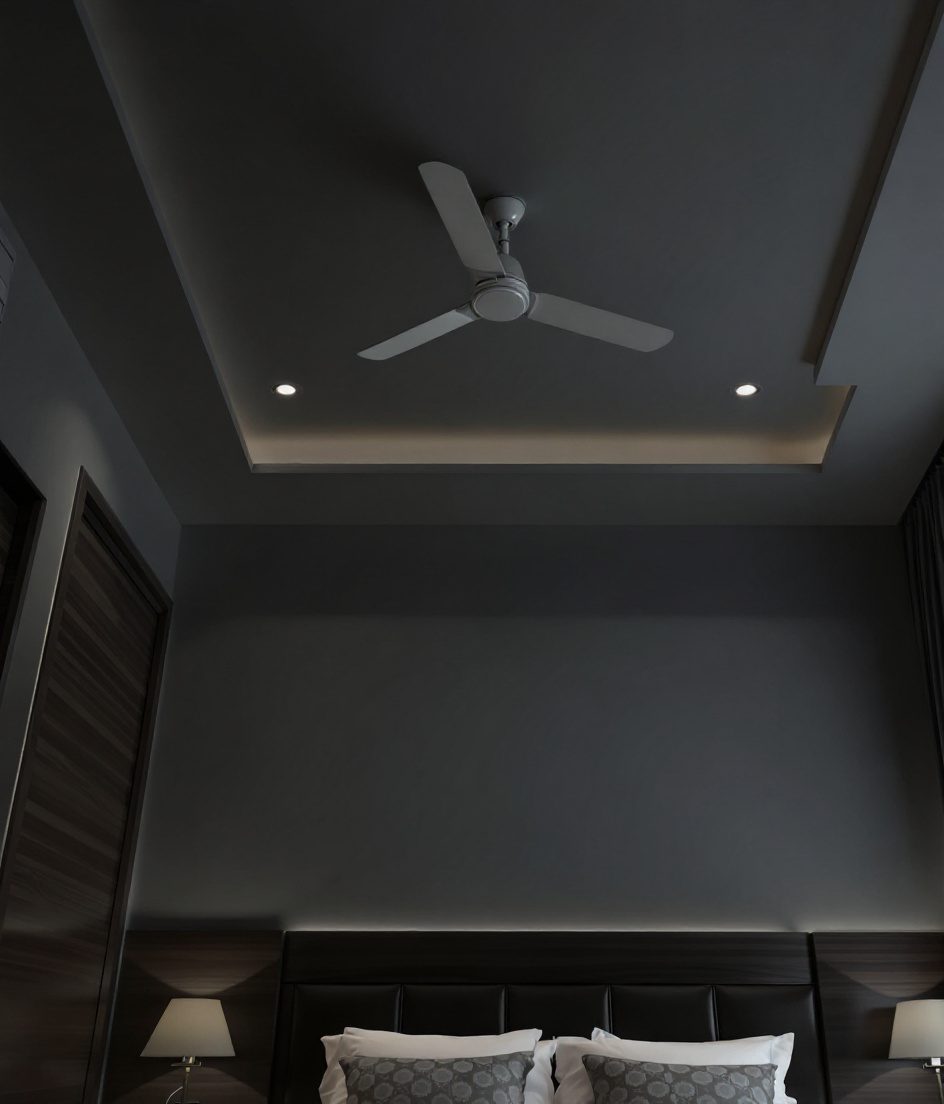 Minimal Flush Bedroom Ceiling — Charcoal Minimal