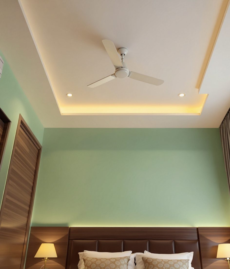 Minimal Flush Bedroom Ceiling — Sage & Brass