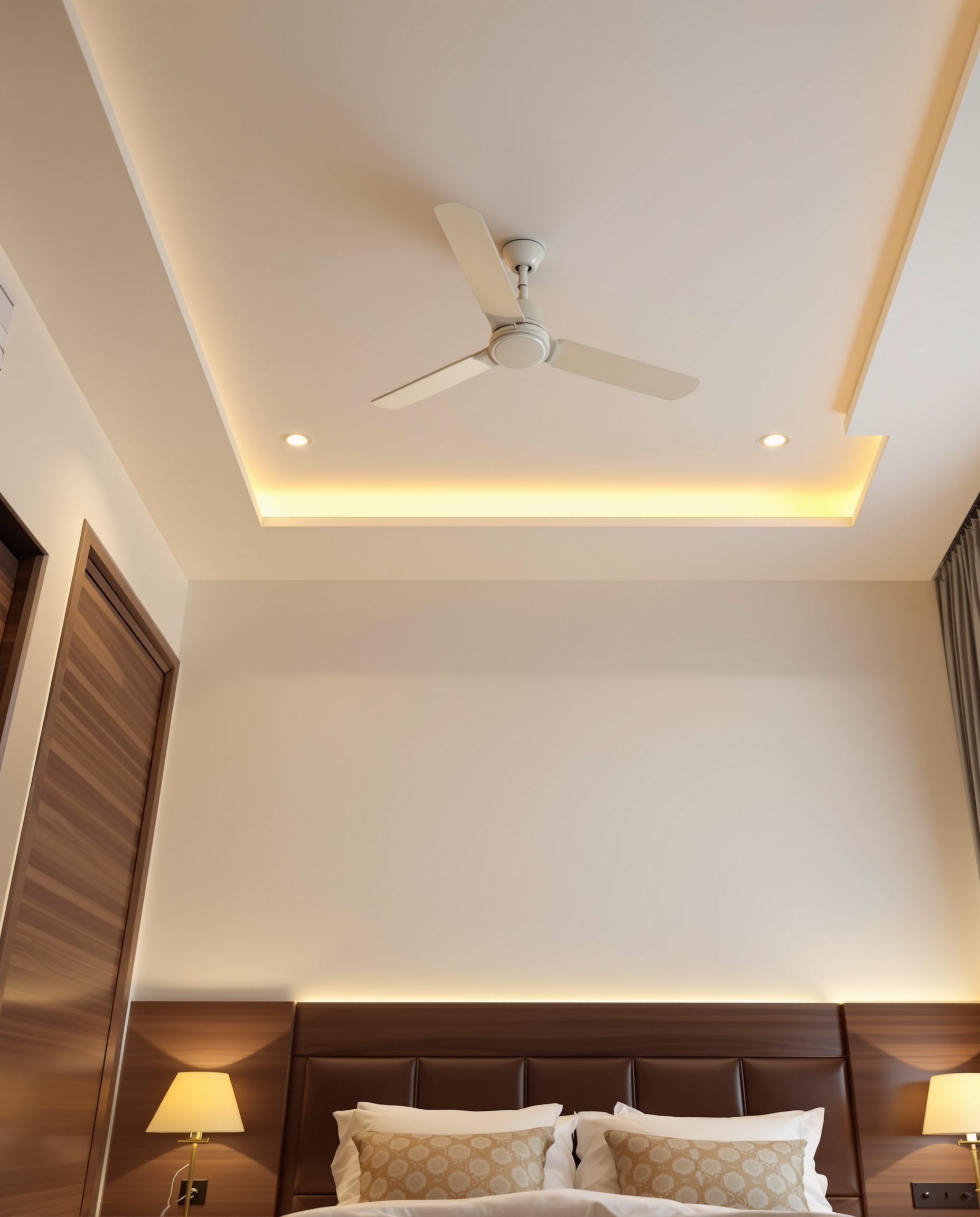 Minimal Flush Bedroom Ceiling — Walnut Classic