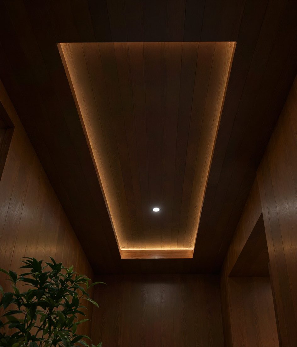 Minimal Linear Profile Ceiling — Walnut Classic