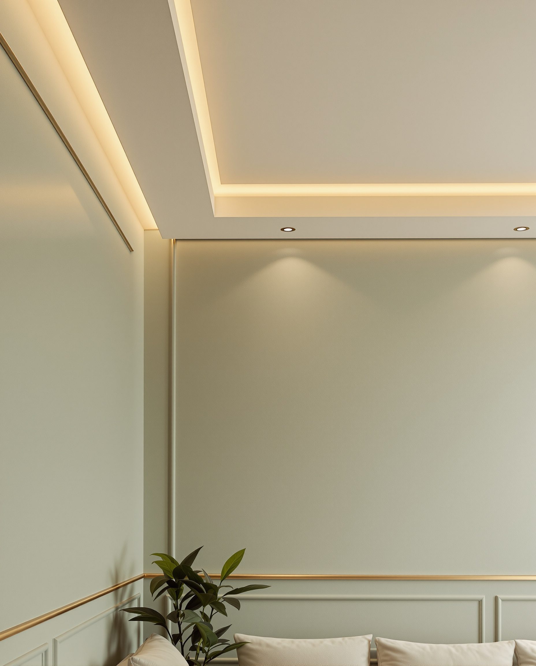 Minimal Perimeter Band Ceiling — Sage & Brass